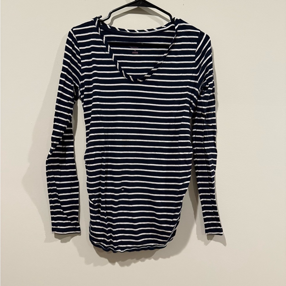 Isabel Maternity by Ingrid & Isabel Black and White Striped Long Sleeve Medium